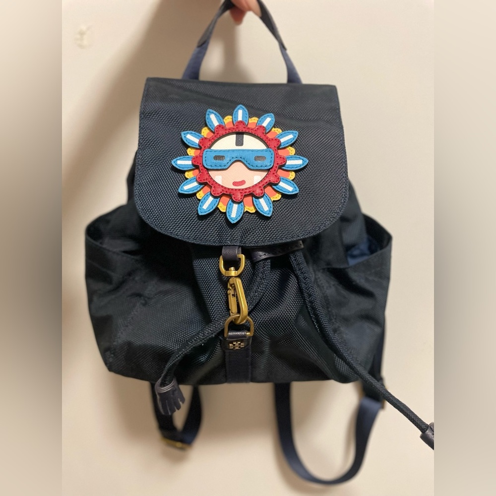 Tory Burch Limited Edition Classic Sunflower Backpack Used Few Time Navy Blue